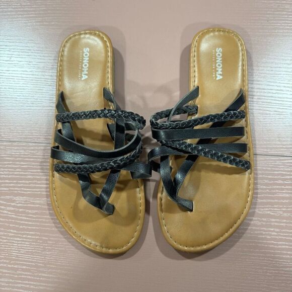 Sonoma Goods for Life Black Flip Flop Sandal Thongs Size 7 - Picture 1 of 5